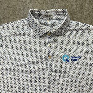 Peter Millar Dazed & Transfused Performance Jersey Polo Shirt Men XL White Blue